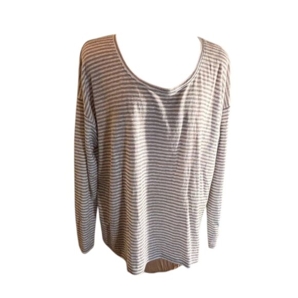 Eileen Fisher Tops - Eileen Fisher 100% Linen Jersey Striped Scoop Neck Box Top Size Med NWT